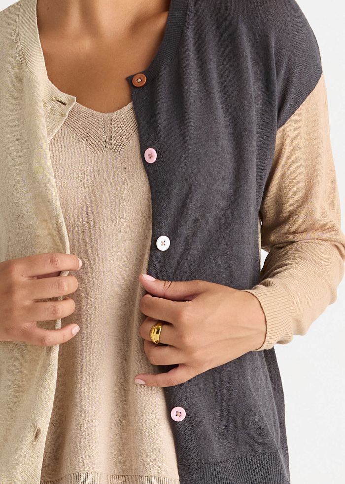 Colour Block Cardi- Natural