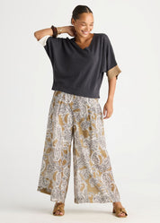 Contrast Cuff Top- Graphite