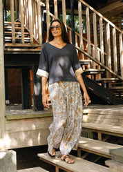 LD & Co Contrast Cuff Top in Graphite