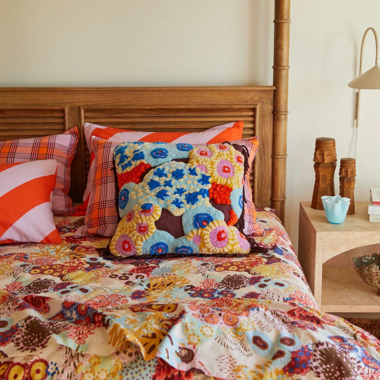 Sage x Clare Cora Tufted Cushion in Garnet