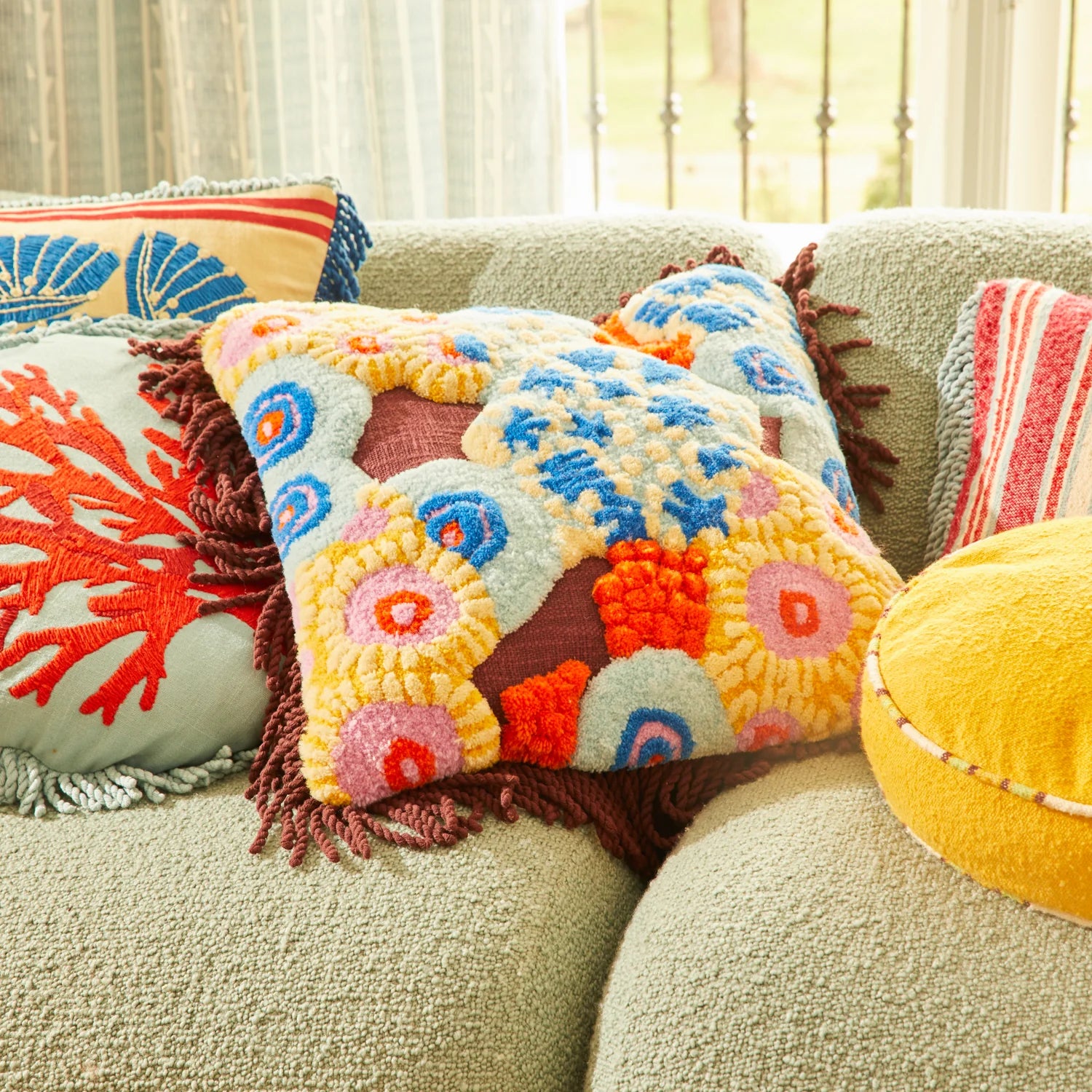 Cora Tufted Cushion- Garnet