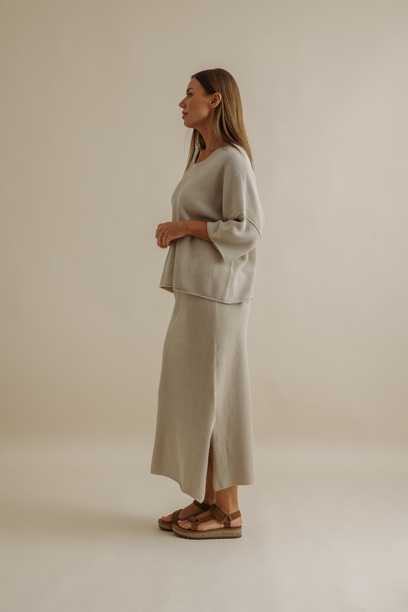 Coral Tee Pullover- Sand Combo