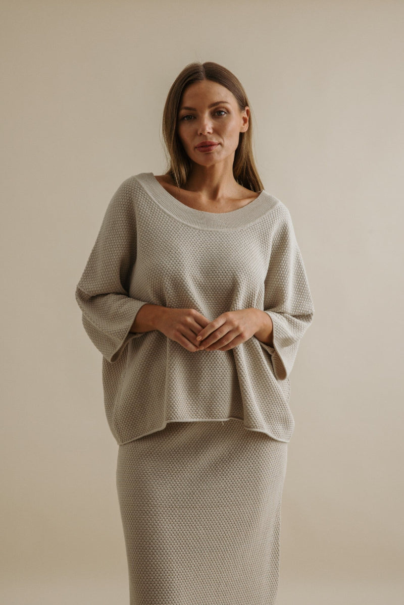 Coral Tee Pullover- Sand Combo