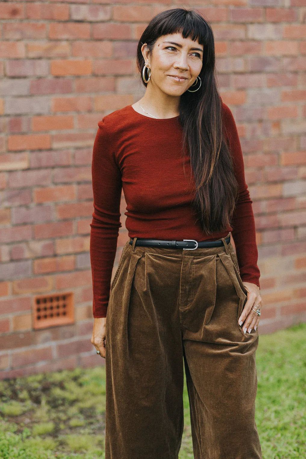 Corduroy Wide Leg Pants- Olive