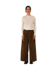 Corduroy Wide Leg Pants- Olive