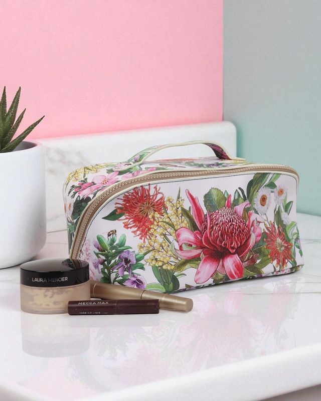 La la Land Cosmetic Bag in Botanical Blooms print