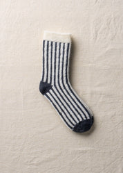 Yahae Cotton Mohair Stripes Socks in Charcoal