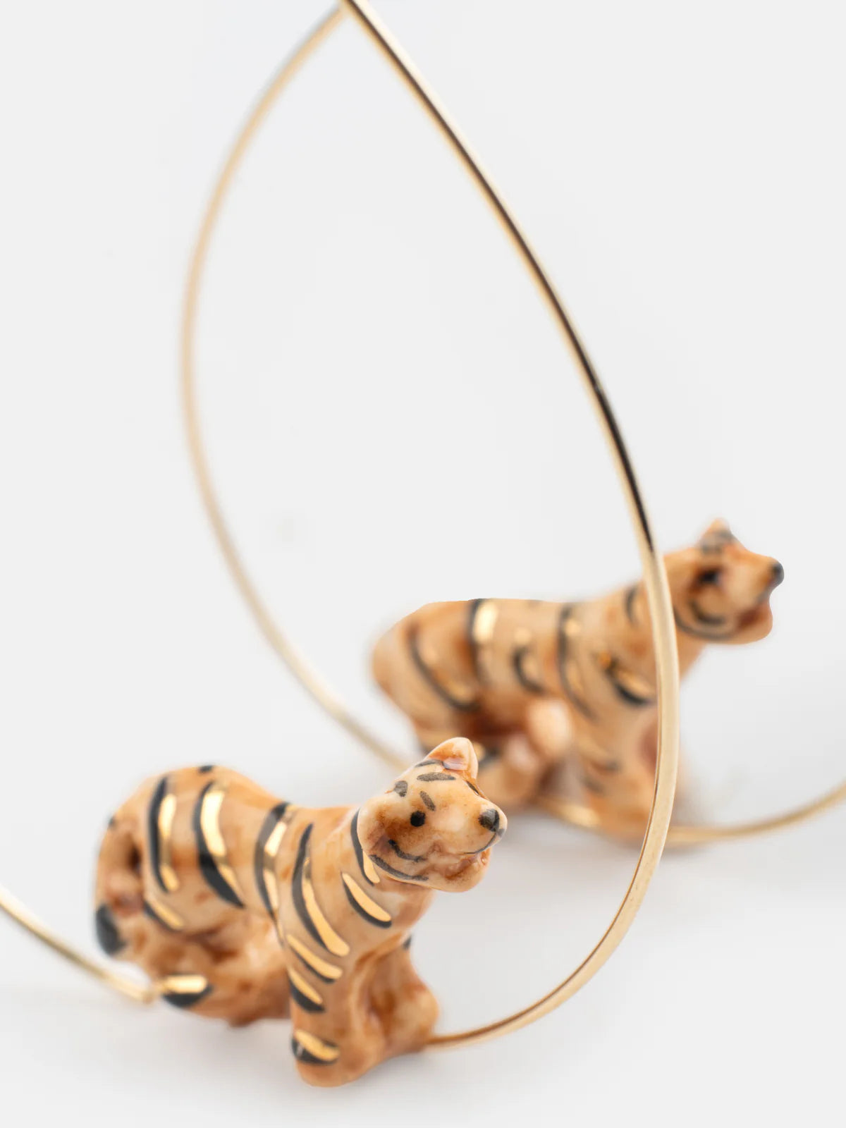 Crazy Tiger Porcelain Hoop Earrings