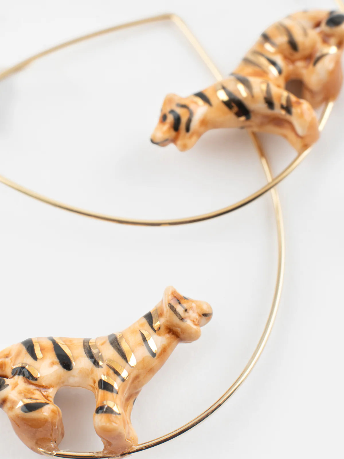 Crazy Tiger Porcelain Hoop Earrings