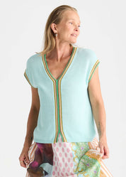 Zaket & Plover Crochet Trim Tank in Seamist
