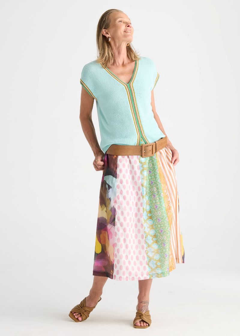 Crochet Trim Tank- Seamist