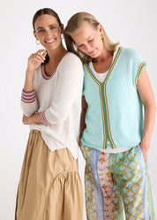 Crochet Trim Tank- Seamist