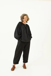 Metta Melbourne Murphy Tailored POant in Mid Weight Linen in Black