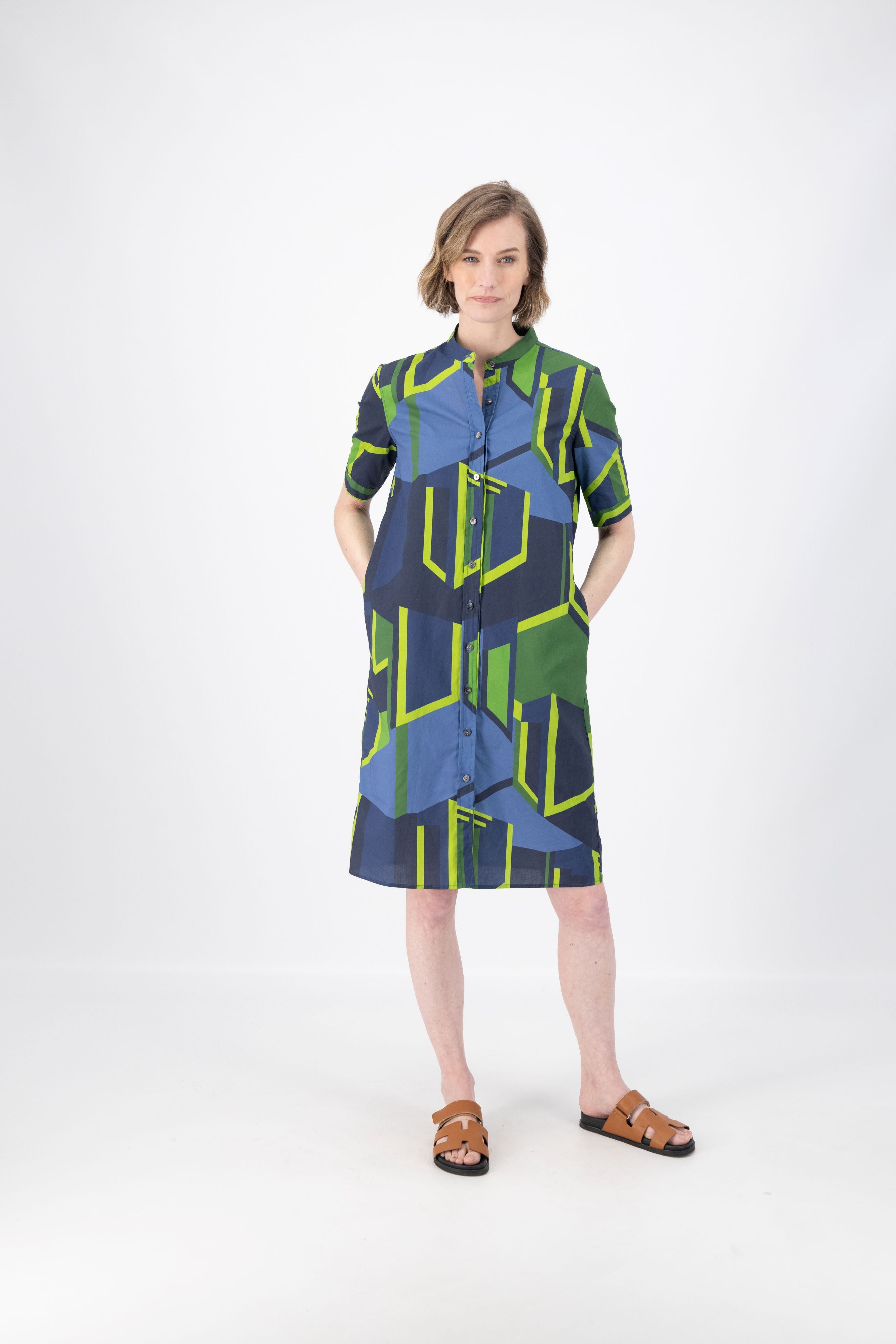 Olga de Polga Plaza Shirt Dress-Navy/Green