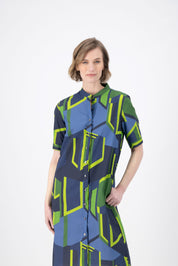 Plaza Shirt Dress- Navy/Green