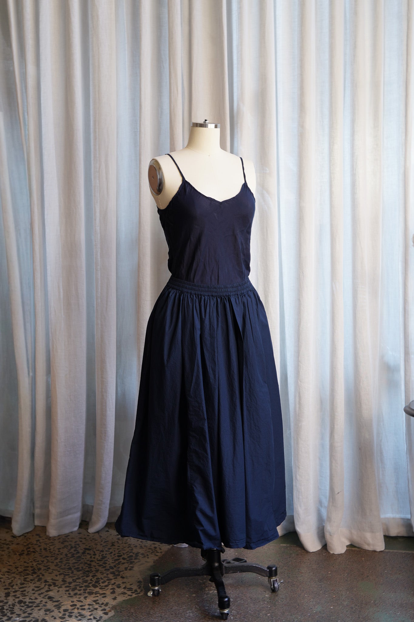 Ulla Cotton Poplin Skirt- Dark Navy