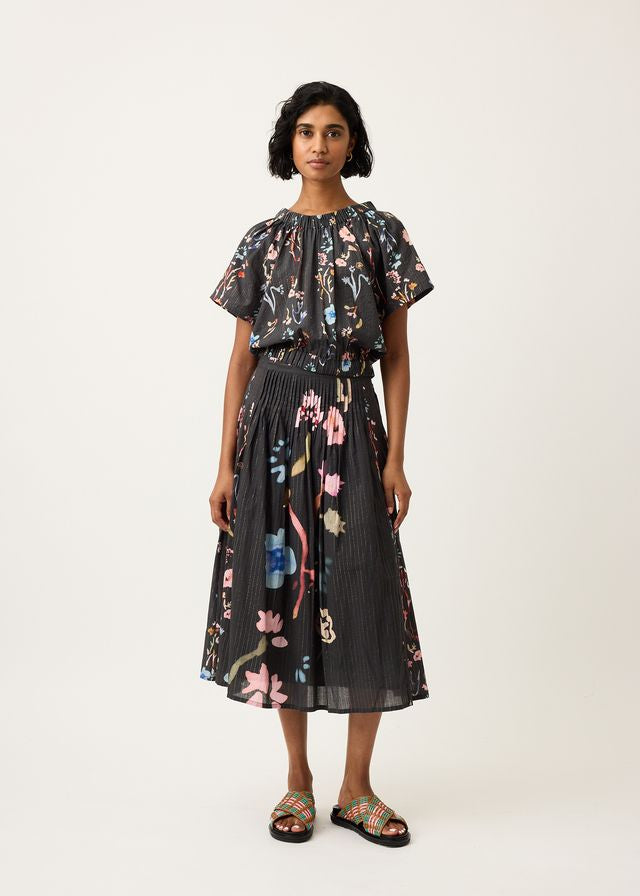 Nancybird Alma Yoke Skirt in Watercolour Charcoal