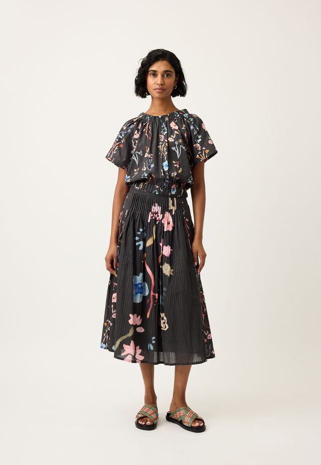 Nancybird Alma Yoke Skirt in Watercolour Charcoal