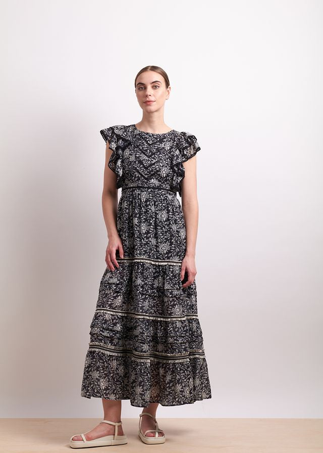 Neris Dark Romance Dress in Indigo