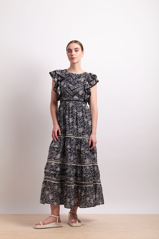 Neris Dark Romance Dress in Indigo