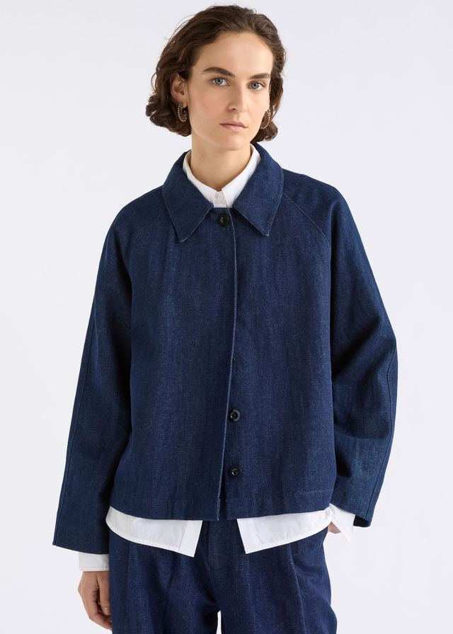 ELK Decla Denim Jacket in Dark Blue Wash