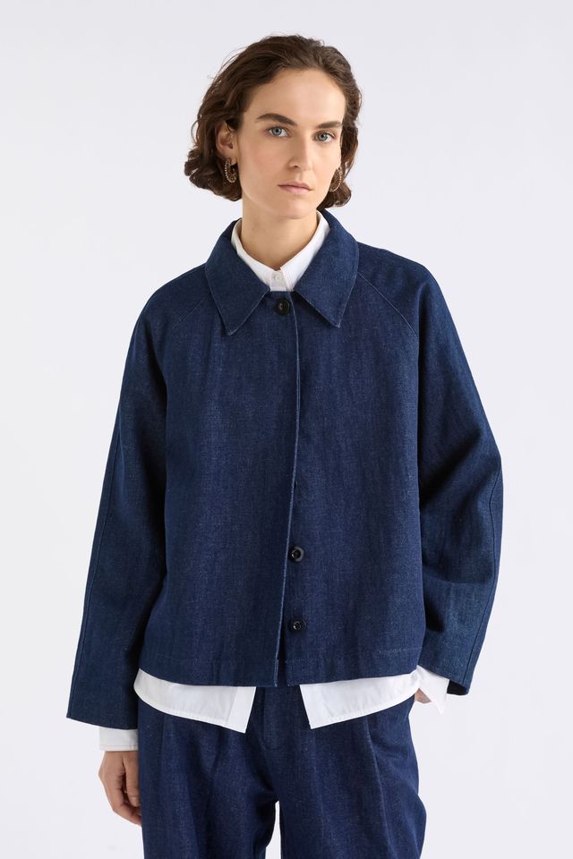 ELK Decla Denim Jacket in Dark Blue Wash