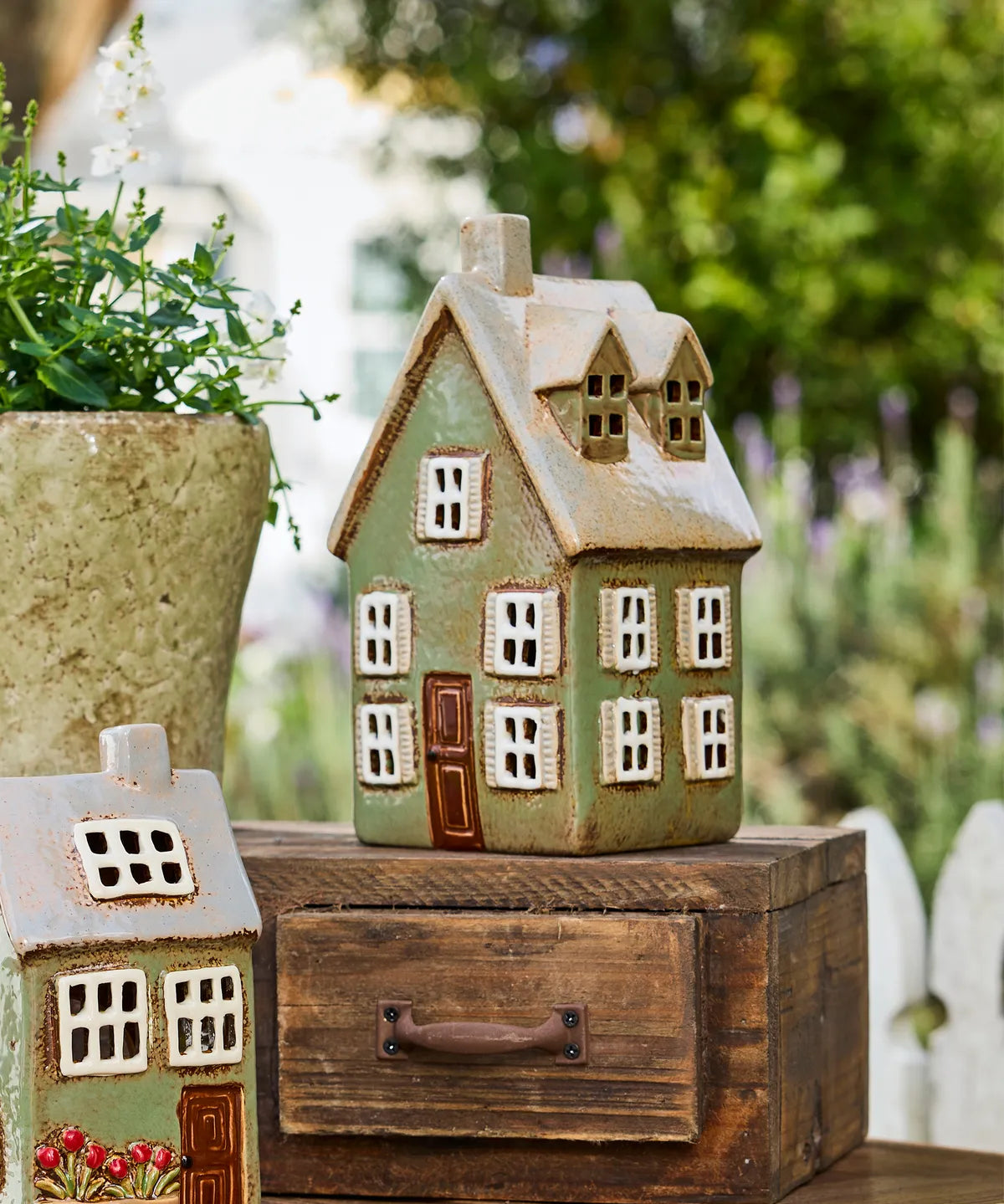 Devon Tealight Cottage Tall- Sage