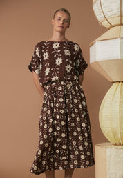 Nancybird Dolman Top Ochre Flower