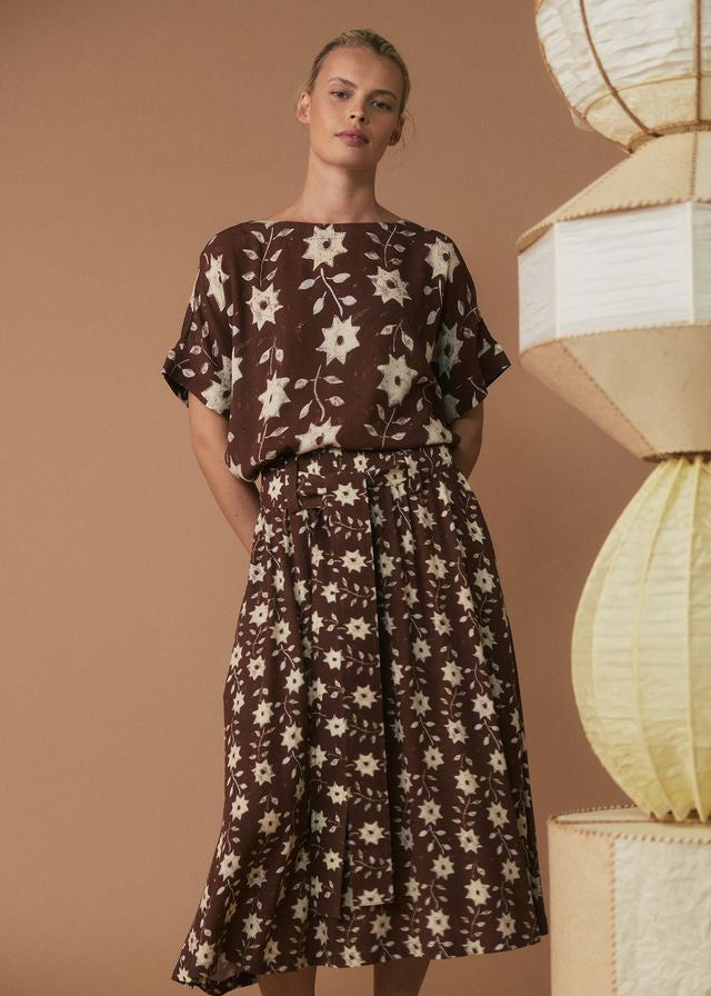 Nancybird Dolman Top Ochre Flower