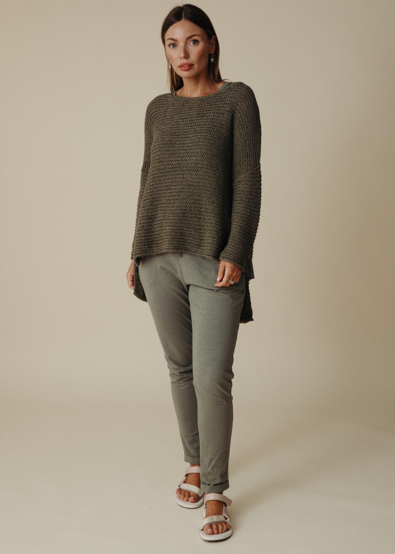 Talamaya Driftaway Pullover-Dusky Olive