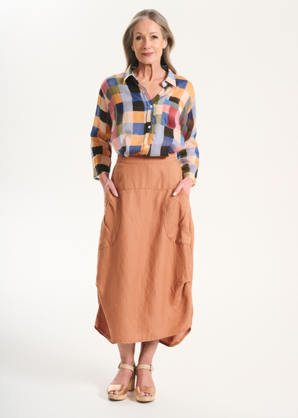 Drop1_CORE_MilwaukeeSolenneSkirtCaramelinLinen_Tencelfront.png