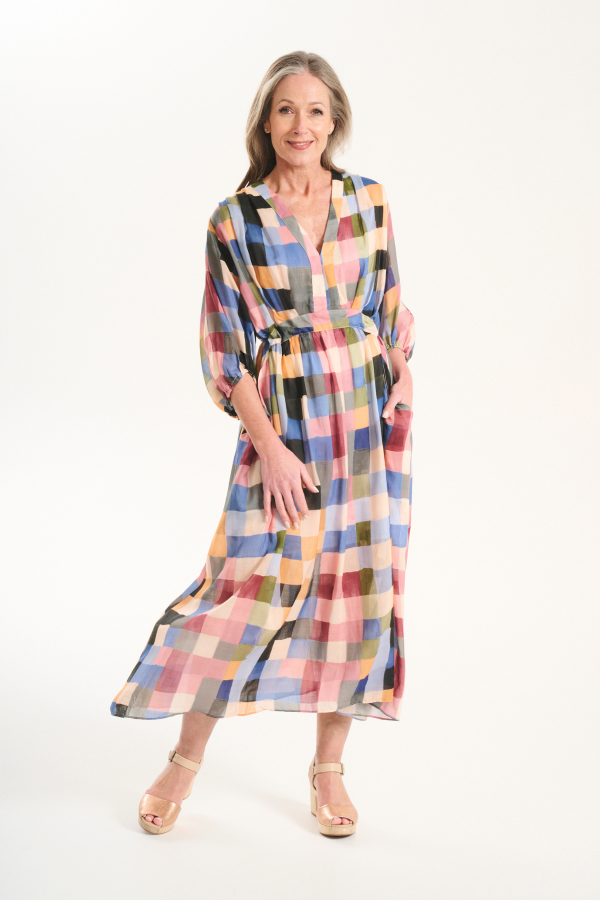 Olga de Polga Tessera Robe Dress in Blush Cotton Voile