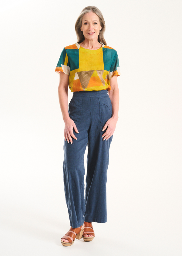Olga de Polga Peggy Lino Pants in Navy Linen
