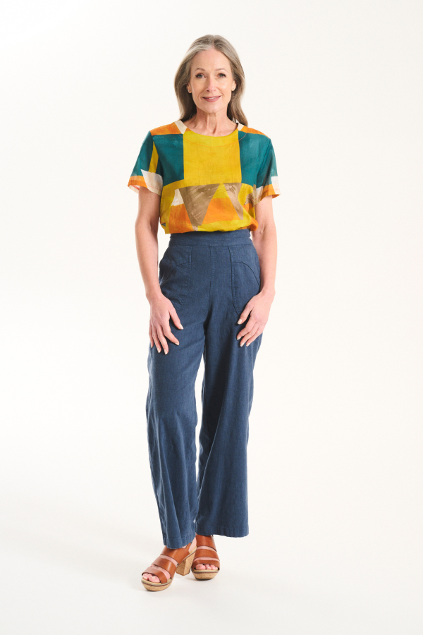 Olga de Polga Peggy Lino Pants in Navy Linen