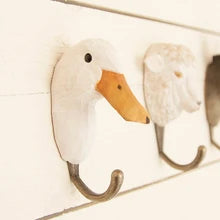 Wildlife Garden Hand Carved Wooden Hook Duck
