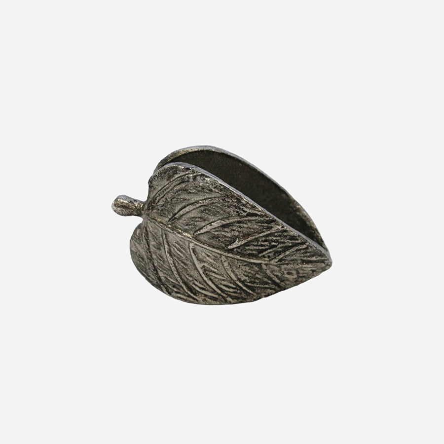 CC Interiors Duo Leaf Napkin Ring in Antique Silver Finish