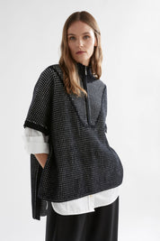 ELK Cheil Wool Poncho in Black & White