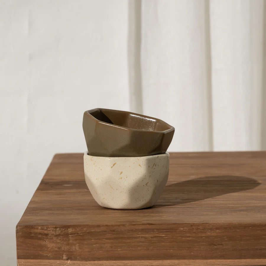 Elin Faceted Bowl-Olive