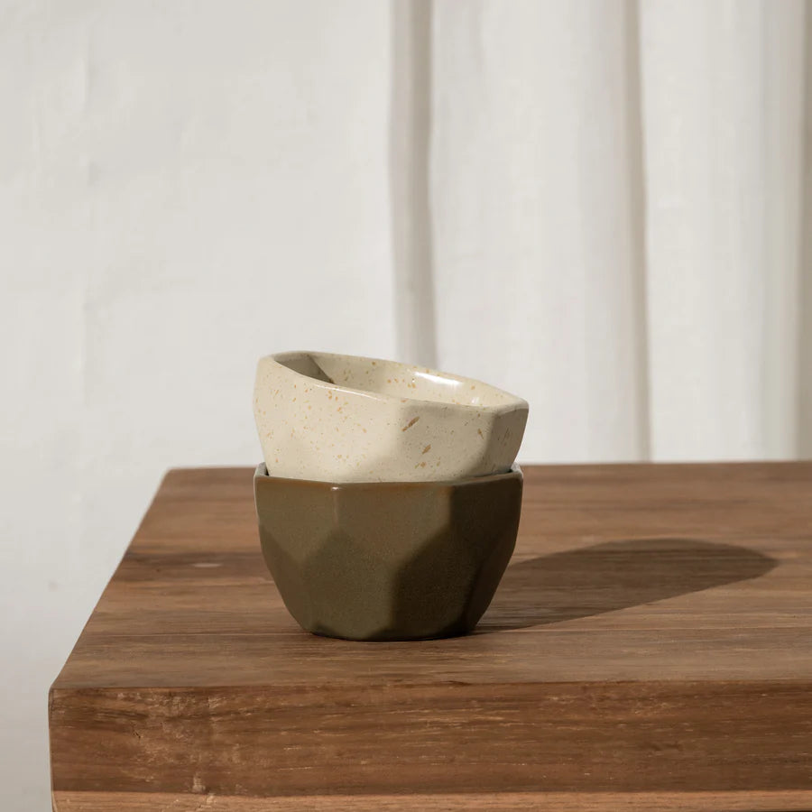 Elin Faceted Bowl-Olive