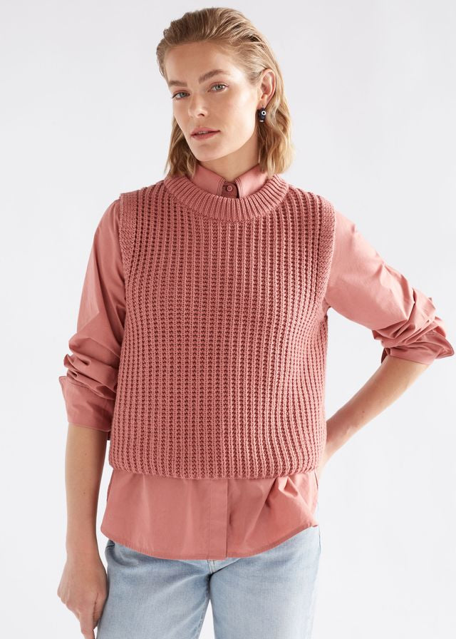 ELK Arp Cotton Knit Vest in Clay Pink