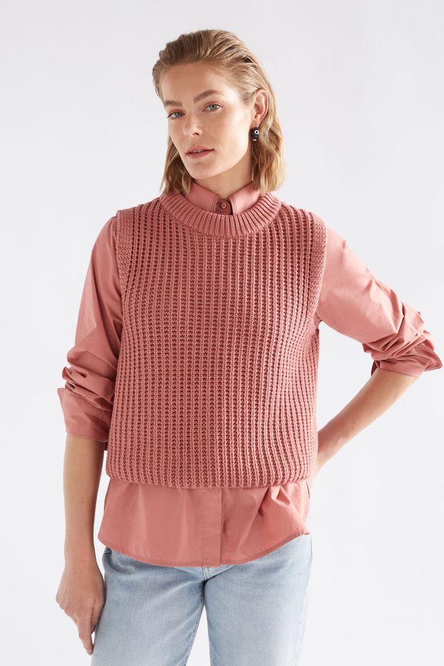 ELK Arp Cotton Knit Vest in Clay Pink