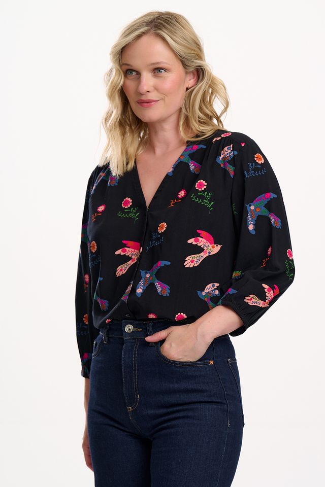 Elkie Blouse- Rainbow Folk Bird