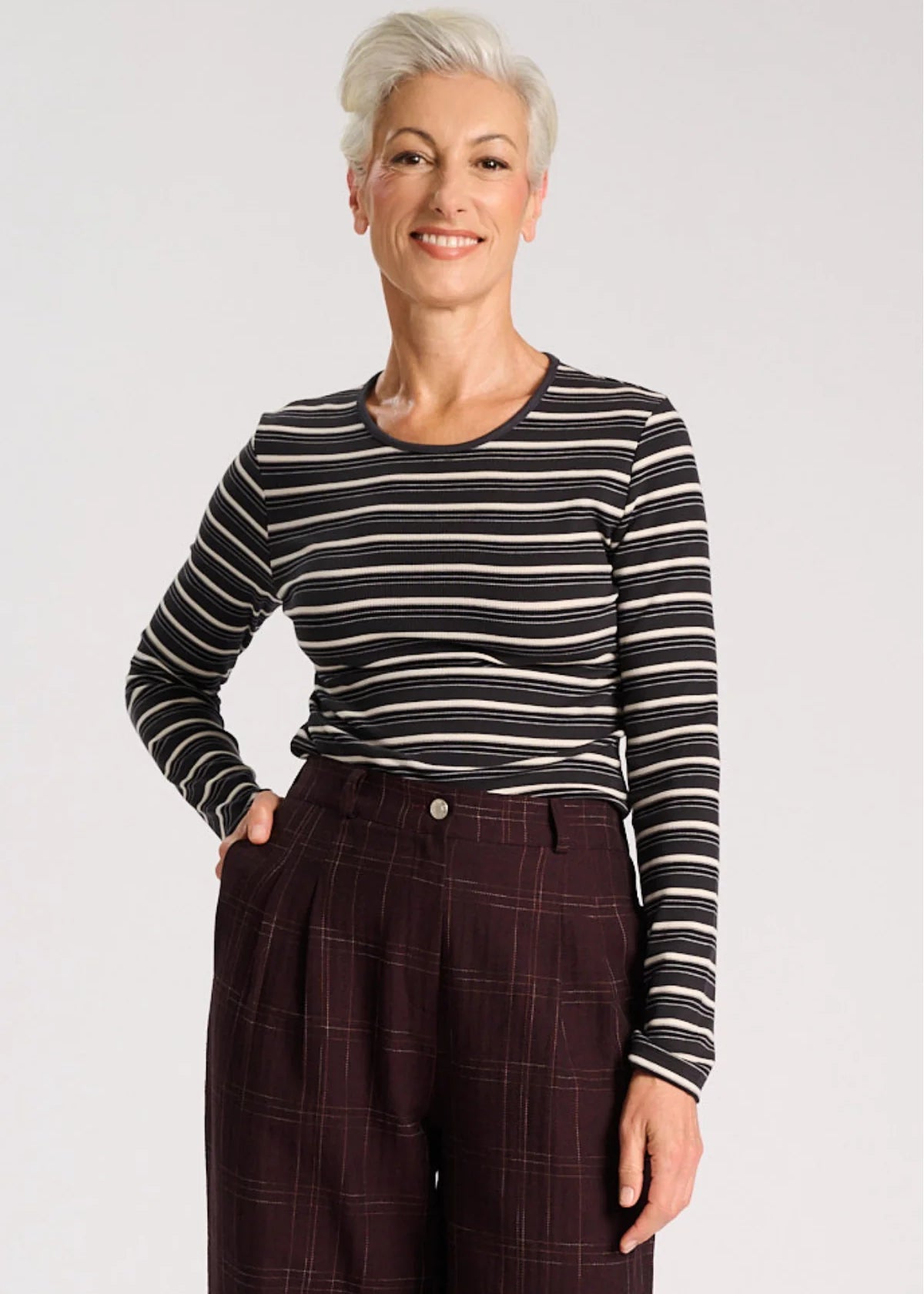 Olga de Polga Ella Stripe Cotton Top in Black