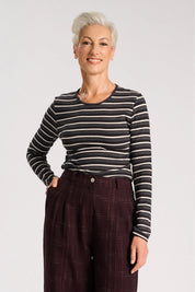 Olga de Polga Ella Stripe Cotton Top in Black