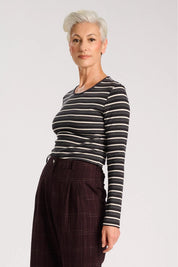 Ella Striped Top- Black