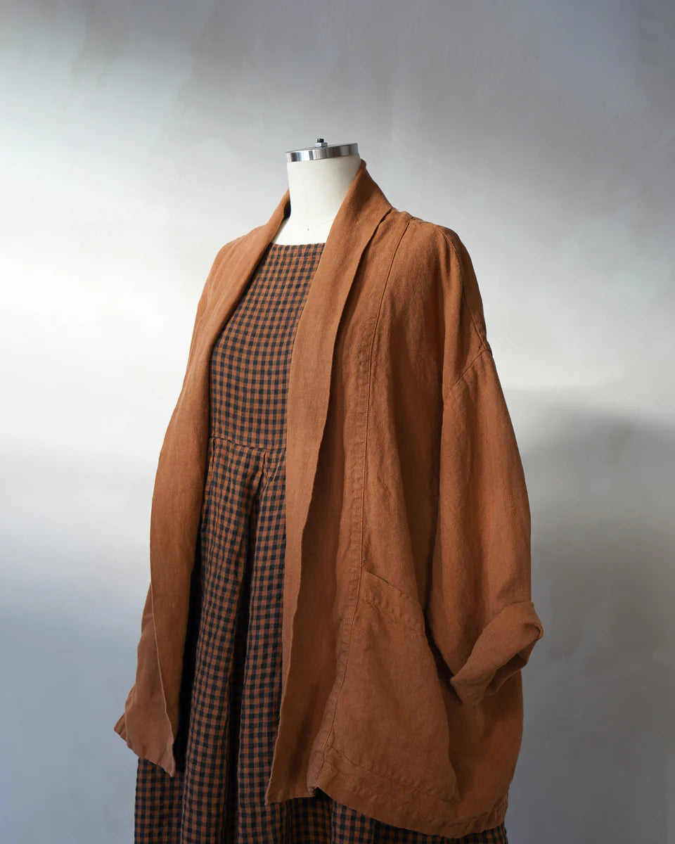 Metta Melbourne Emi Haori Linen Jacket in Brick