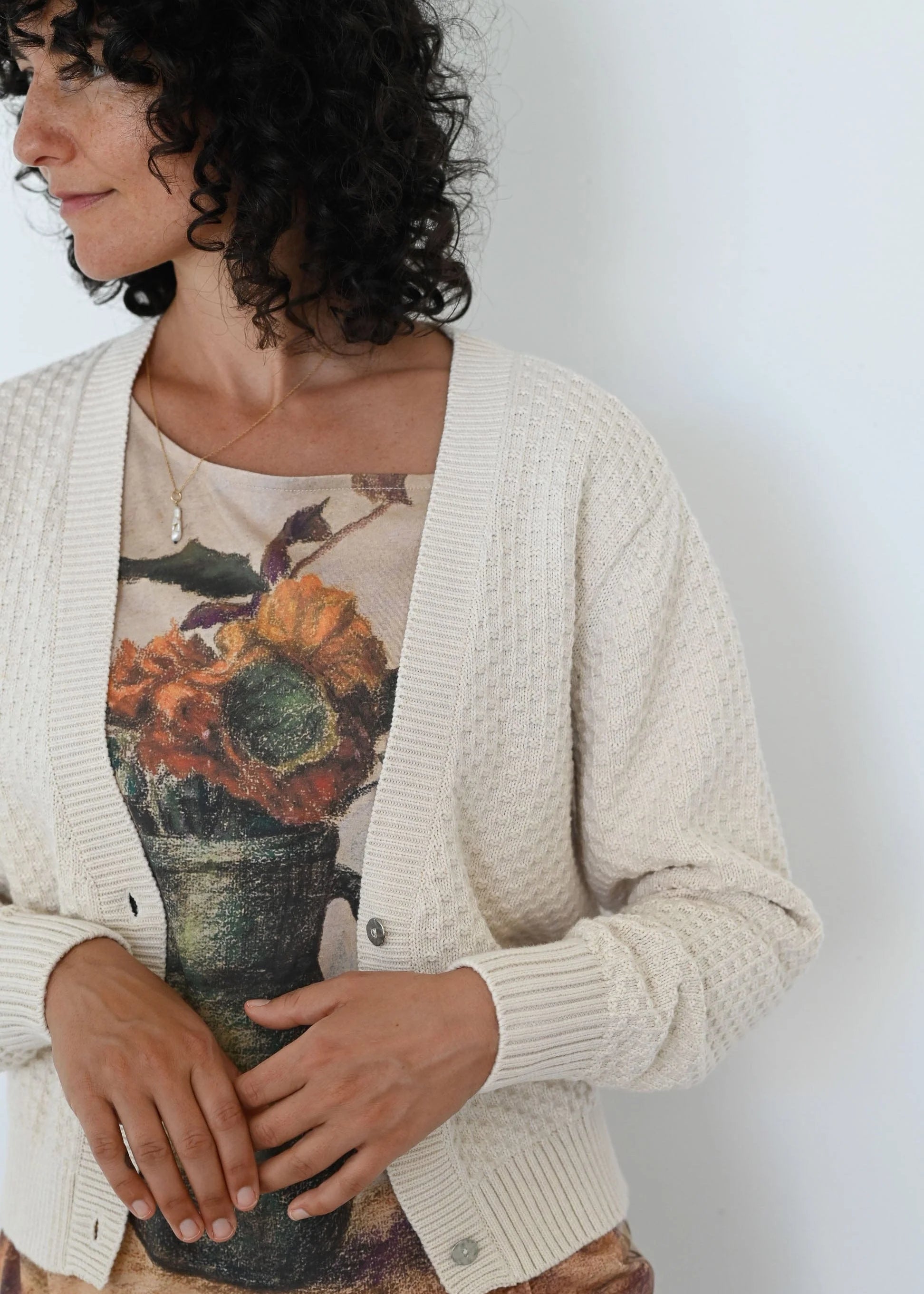 Lazybones Emmy Organic Cotton Cardigan in Oatmeal