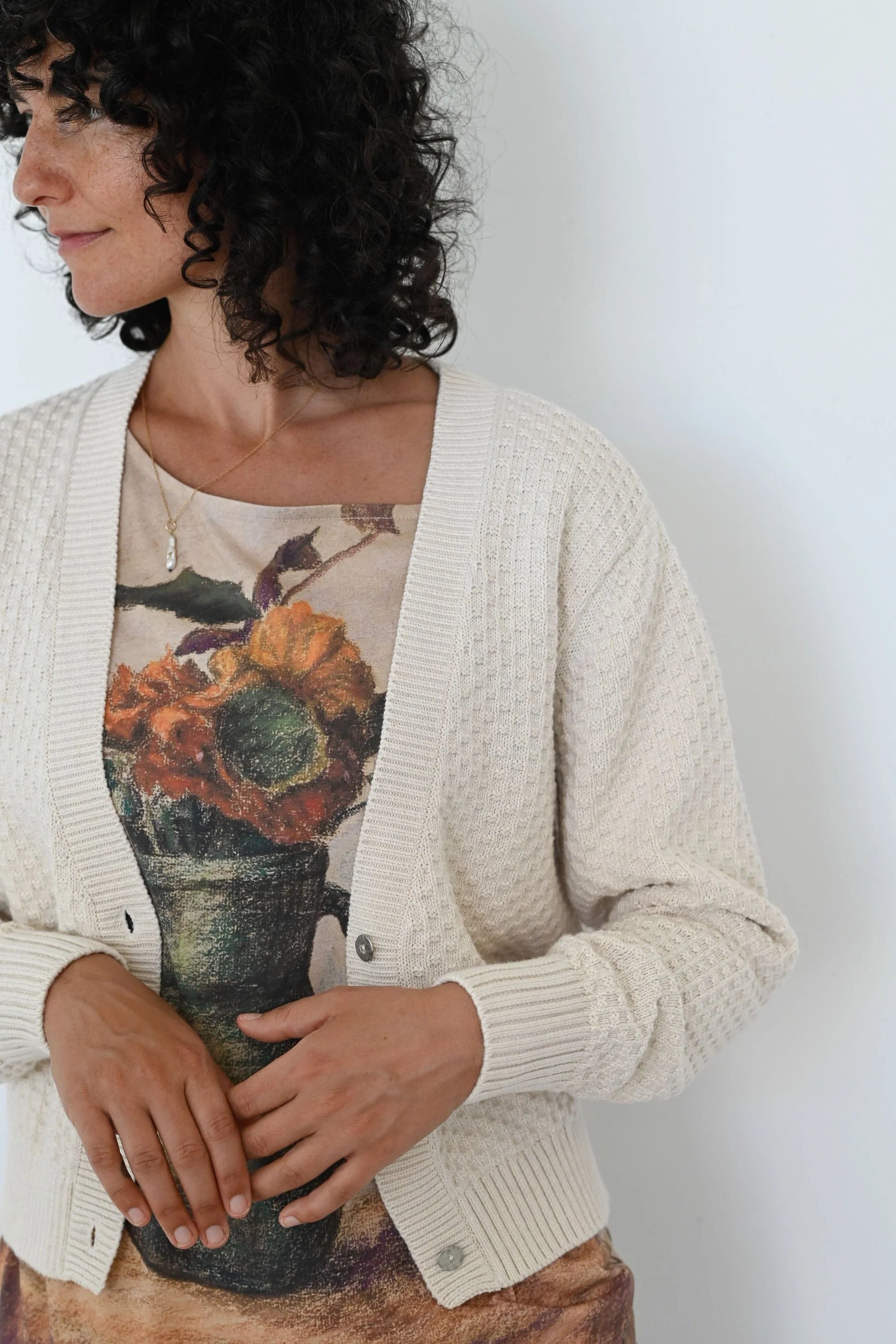 Lazybones Emmy Organic Cotton Cardigan in Oatmeal