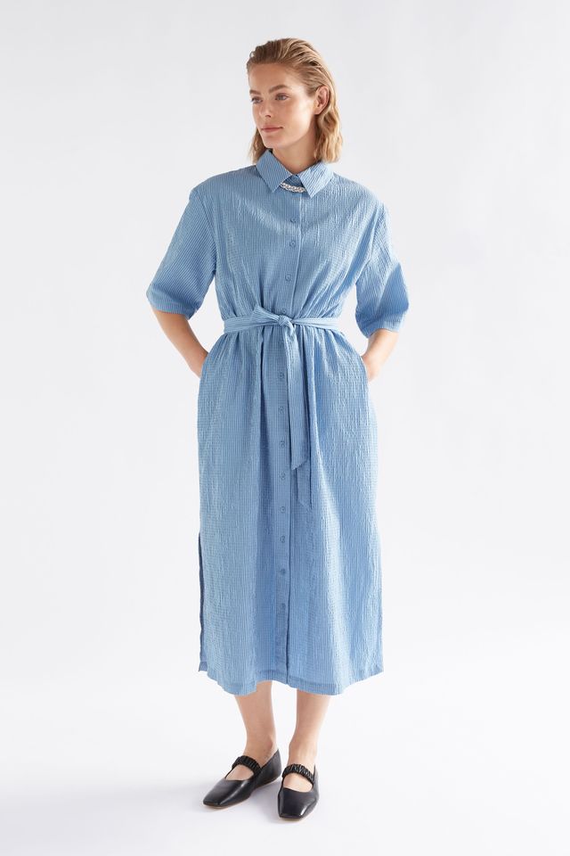 ELK Erden Cotton Shirt Dress in Chambray