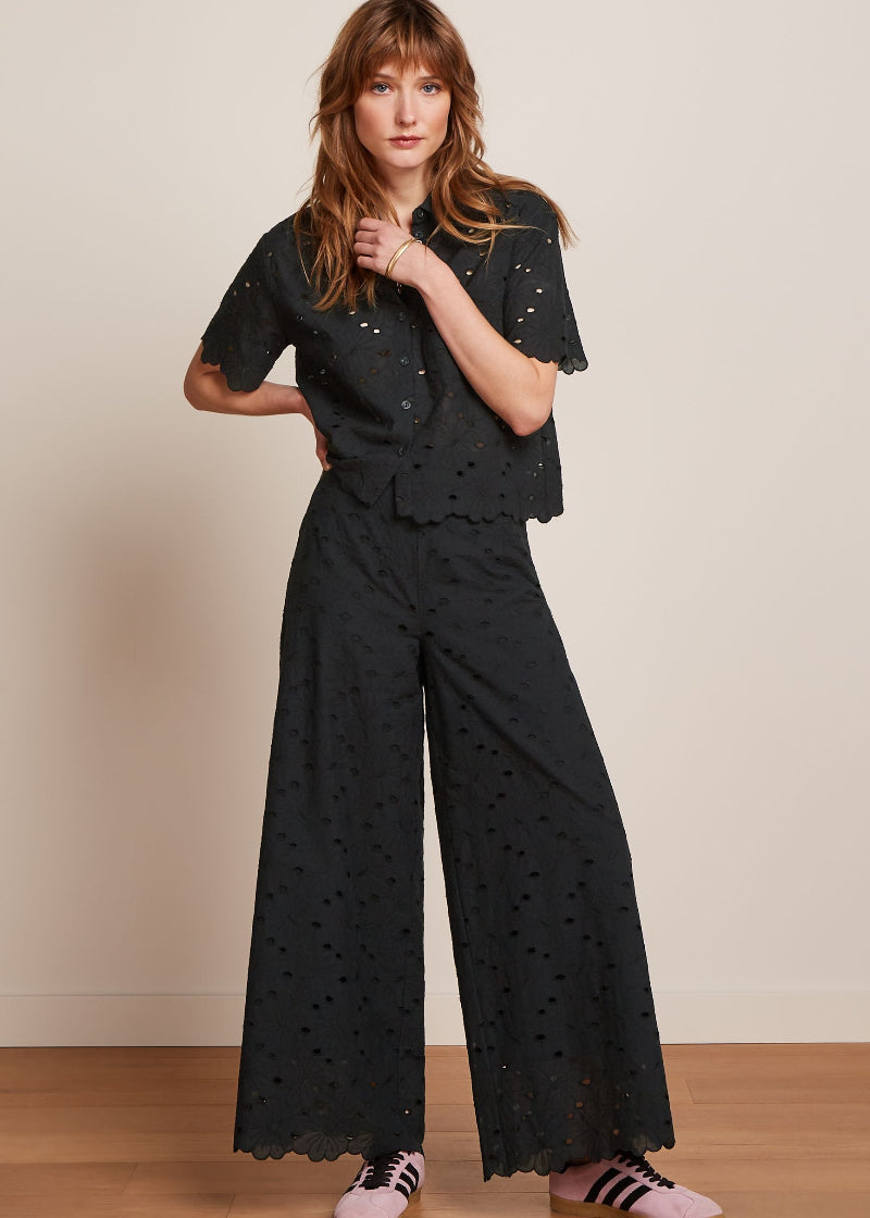 King Louie Ethel Pants in Brava Broderie Black